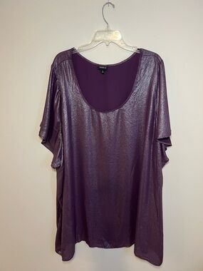 Torrid Purple Metallic Scoop Neck Women's Top Size 6 = Size 30